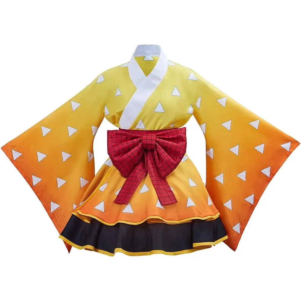 Demon Slayer Zenitsu Agatsuma Cosplay Kimono Zenkoi Cosplay Costume for Halloween