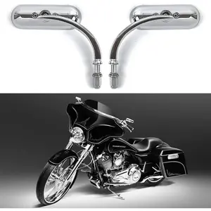 Chrome Oval Shape Motorcycle Mirrors,Upgrade Rearview Motorcycle Mirrors Compatible with Harley Road King Softail Street Glide Electra Dyna And More