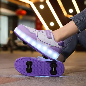 Roller Skate Shoes Kids Teenagers Boys Girls Flashing Light 4 Wheel Roller Shoes Led Light Luminous Sneakers Outdoor Casual Shoes Children,Light Wheels Can Shrink Roller Skates kick  rollers