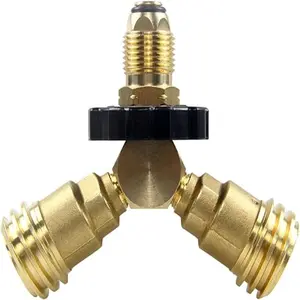 B BRAZIFY POL Elbow Propane Adapter with Luminous Gauge for 1LB Bottles and 5–40LB Tanks