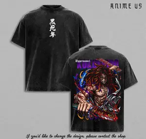 Kokushibo Upper Moon 1 Demon Slayer Kimetsu no Yaiba Anime Vintage Washed Oversized Graphic Tee Samurai Demon Sword Anime Streetwear