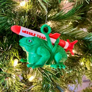 Kiss Me Under the Missile Toad - Christmas Ornament Toy - Gag Gift - Full Color
