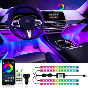 RGB Interior  Strip Lights with  APP Control,  Sync Under Dash Footwell Neon Internal Lighting Kit Multicolor,12V LED Strip Lights for , , SUVs with  Charger(1 Set)