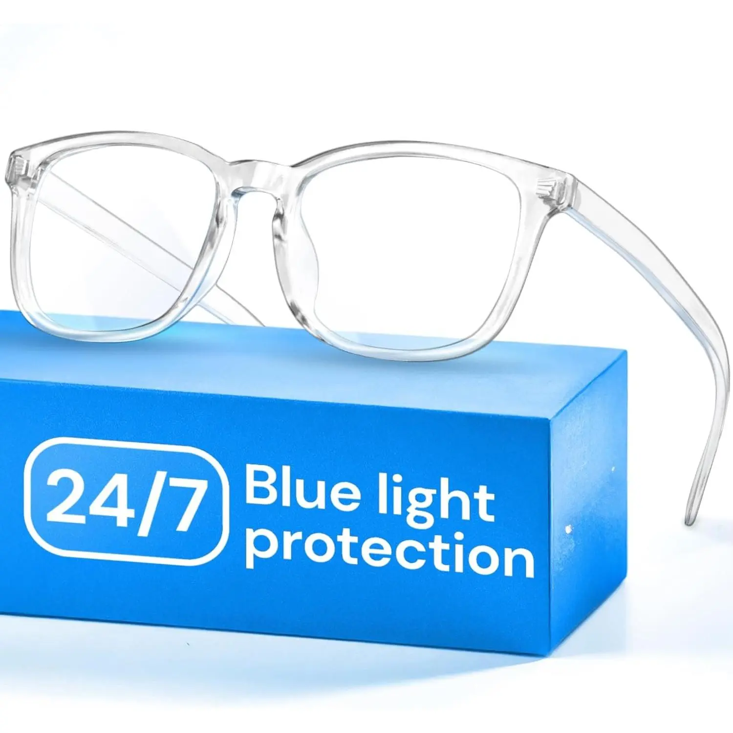 Transparent, Clear Blue Light Glasses for  & Gaming - Anti UV Ray Lenses, Scratch-Resistant & Comfort Fit