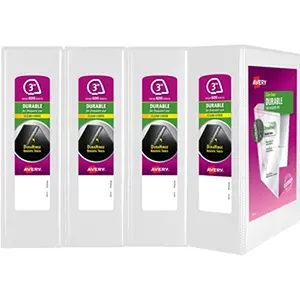 Avery 3 in. Durable View 3 Ring Binder, White - Pack of 4