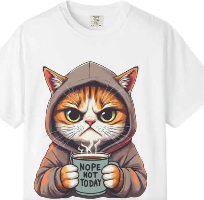 Grumpy Cat "Nope Not Today!" Graphic T-shirt Tshirt Casual Streetwear Summer Top Crewneck