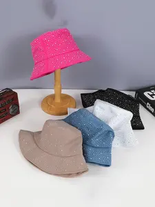 Rhinestone Decor Bucket Hat, Casual Outdoor Sun Protection Hat for Women, Fashion Accessories for Daily Wear