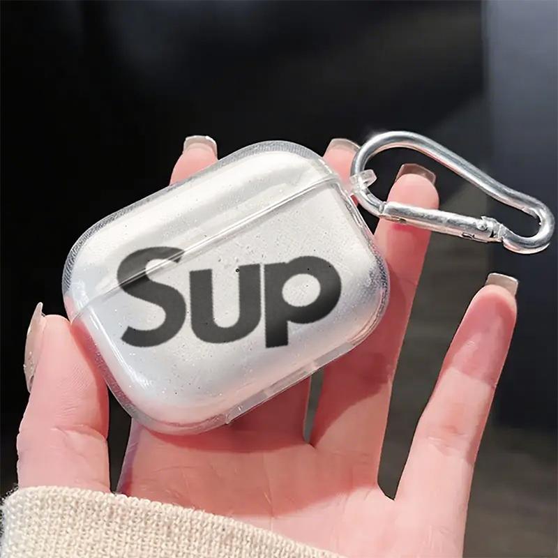 Slanted Bold Supreme Style  AirPods Case Shockproof Dustproof Armor for AirPods 1/2/3/4 Drop-Proof Protection Streetwear Vibe Perfect Gift for Tech Fashion Heads