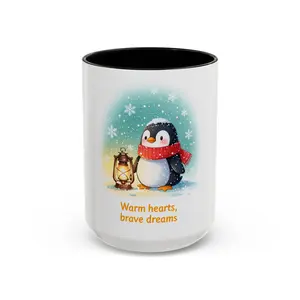 Penguin with Lantern, Warm Hearts Brave Dreams mug