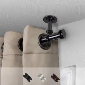 Central Design  1 in. Dia. Leo Ceiling Curtain Rod, Black - 160-240 in.