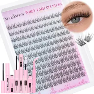 Wispy Lash Clusters Kit Natural Lash Extension Kit 9-12MM Cluster Eyelash Extensions Kit DIY Eyelash Extension Kit Individual Lashes Clusters Eyelash Extension with Lash Remover