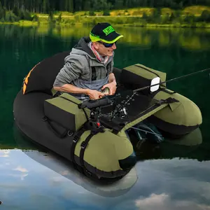 COSTWAY - Inflatable Float Tube with Adjustable Fishing Rod Holder and Fish Hook Stator-Green