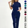 Women's Medical Scrub Set, Workwear, Multi-Pocket Elastic Breathable Quick-Dry Wrinkle-Resistant, All Seasons, Hospital Clinic Home Wear, Wide Leg Style