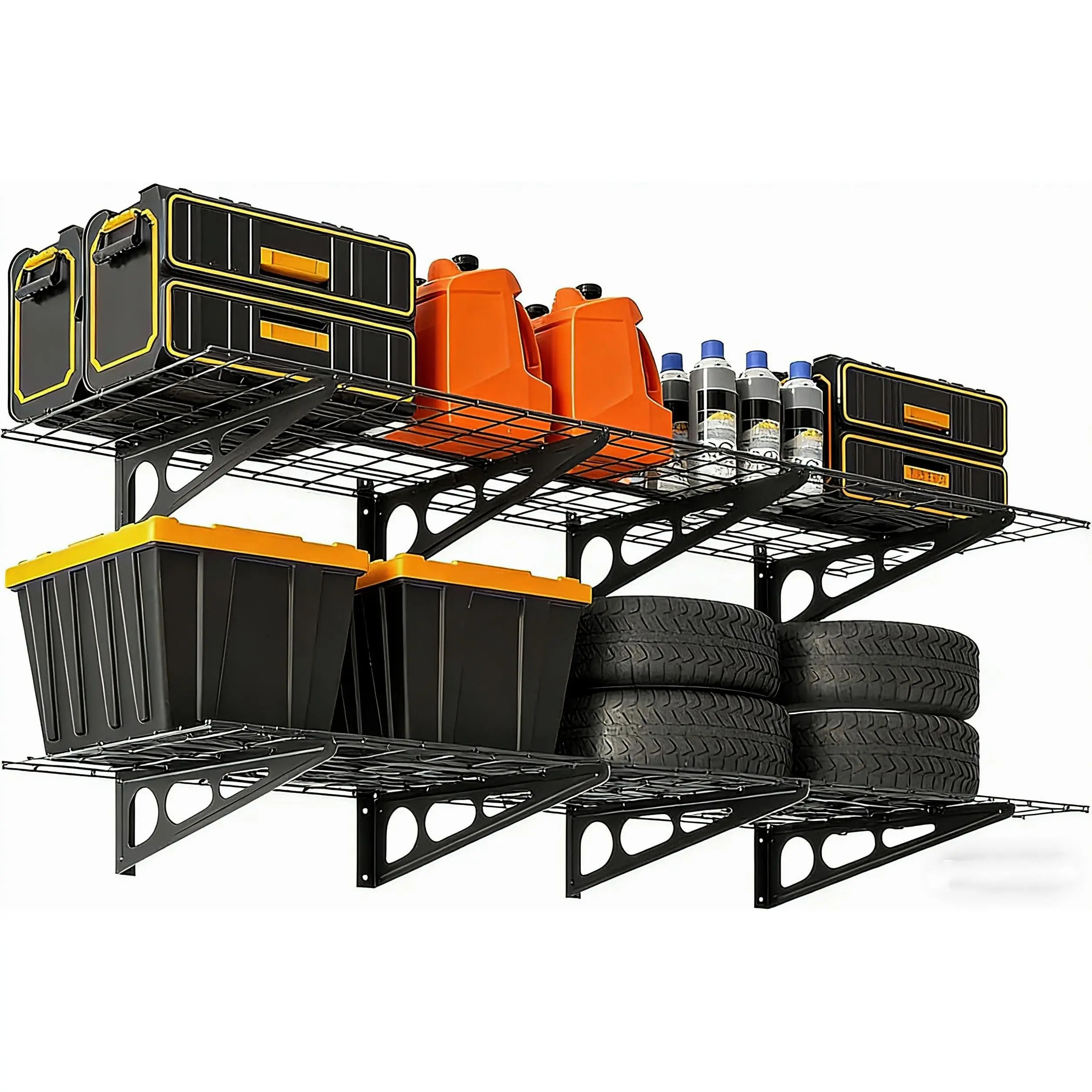 Garvee 2 Pack 2x6 ft Garage Storage Shelving Wall Mounted, 24 in-by-72 Wall Shelf Garage Storage Rack Floating Shelves, Wall Shelves Storage Garage for Warehouse,Tool Room,Kitchen Laundry,Garage ﻿