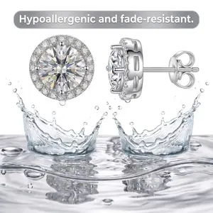 0.3-2ct Round Cut Brilliant Stud Earrings,Copper Plated White Gold Heart & Arrow CutZirconia Earrings, Unisex Fashion Jewelry forWomen Men Daily Wear, Parties, Dates,Weddings & Holiday Gift Giving