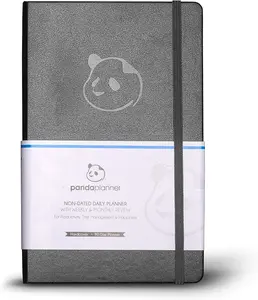 Panda Planner Undated Daily Planner - 90 Day Organization - Goals, Gratitude & Focus - Bonus Weekly & Monthly Agenda - Black - Hardcover