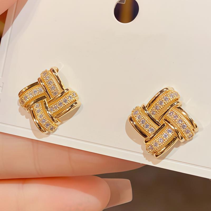 Fashionable and elegant earrings, sparkling accessories for women, earrings for women, Weaving knot design,stylish accessories, casual and fashionable jewelry, Mother's Day and Valentine's Day gifts, jewelry gifts for her