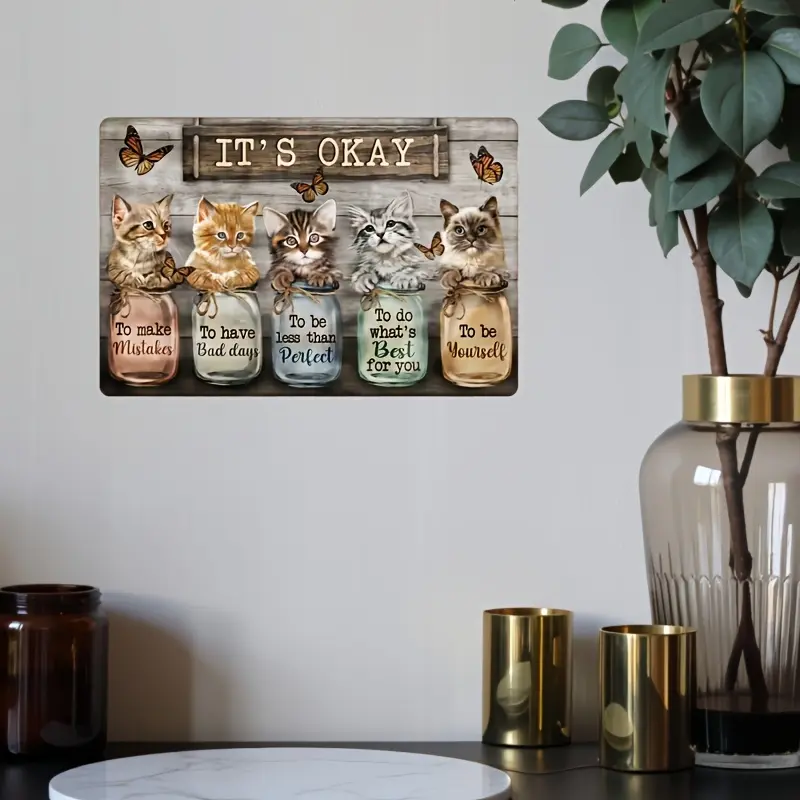 Colorful Artistic Printed Metal Decorative Plaque Wall Art Painting - 12*8in Lightweight Aluminum, Fade-Resistant, Waterproof, Animals/Colorful Bottles/Sacred Scenery Prints, Living Room Home Decor, Premium Holiday Gift for Family, Hanging