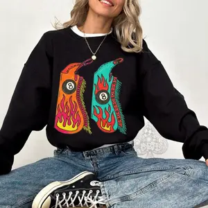 Western Cowboy Flame Chaps Graphic Crewneck & Tee, Crewneck and Hoodie, Western cowboy Graphic Hoodie, Trending western Graphic Hoodie, Western Boutique, Handmade, Plus size available 51K