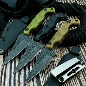 Portable Hiking and Mountaineering Knife with Sheath, 8Cr13Mov Blade, Nylon Fiber Handle, Outdoor Camping and Barbecue Tool, Outdoor Camping Knives