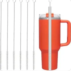Stanley Straw Cleaner Brush - 6 Pcs Reusable Extra Long Straw Cleaner for 40/30/20 oz Stanley Mug, 10mm Wide Drinking Straw Cleaning Brush