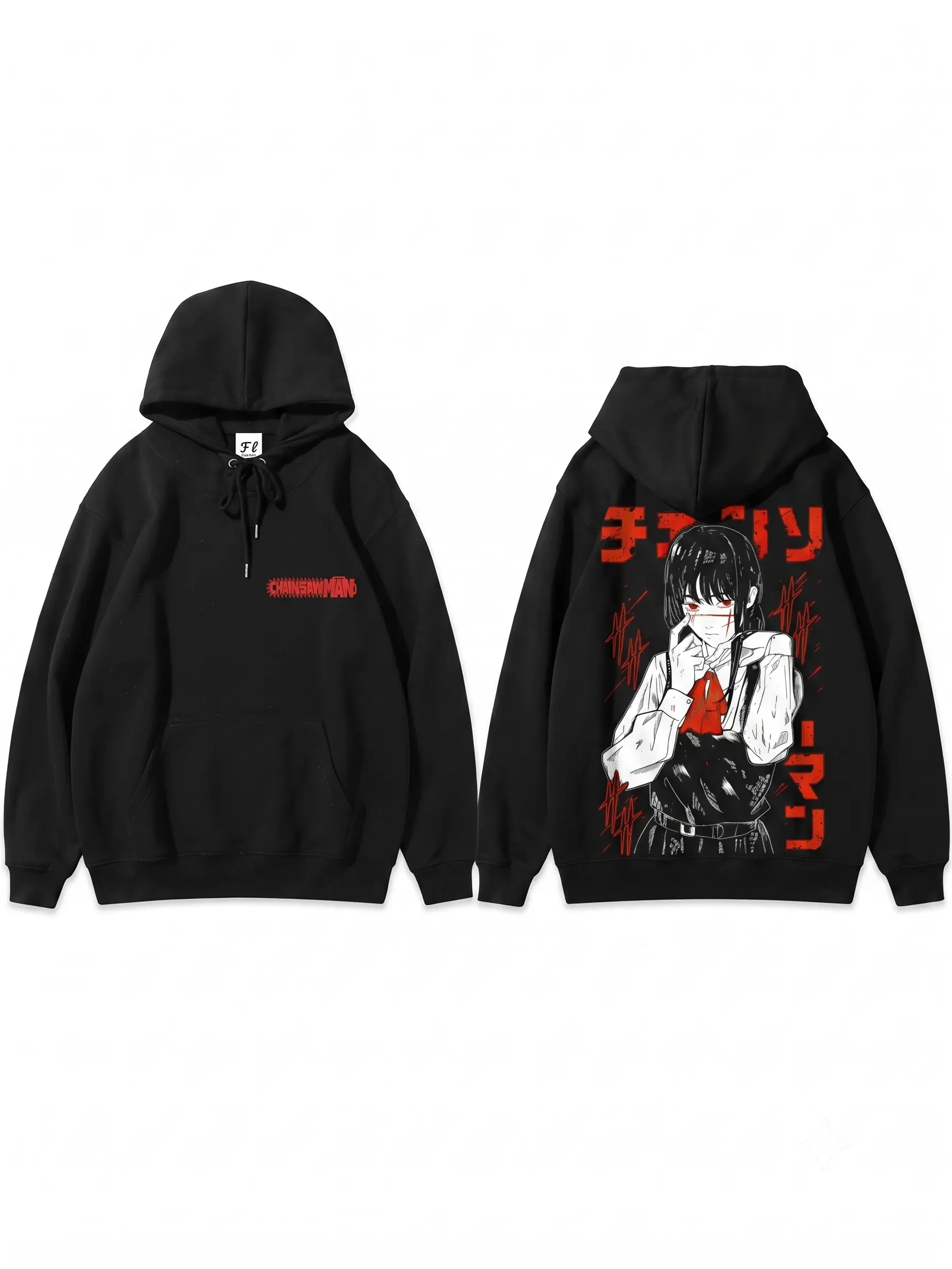 Men's Cotton Casual Chainsaw Man Hoodie - Yoru Asa Mitaka Anime Manga Reference, Unisex Japanese Otaku Street Wear Printed Top, Fan Christmas Gift