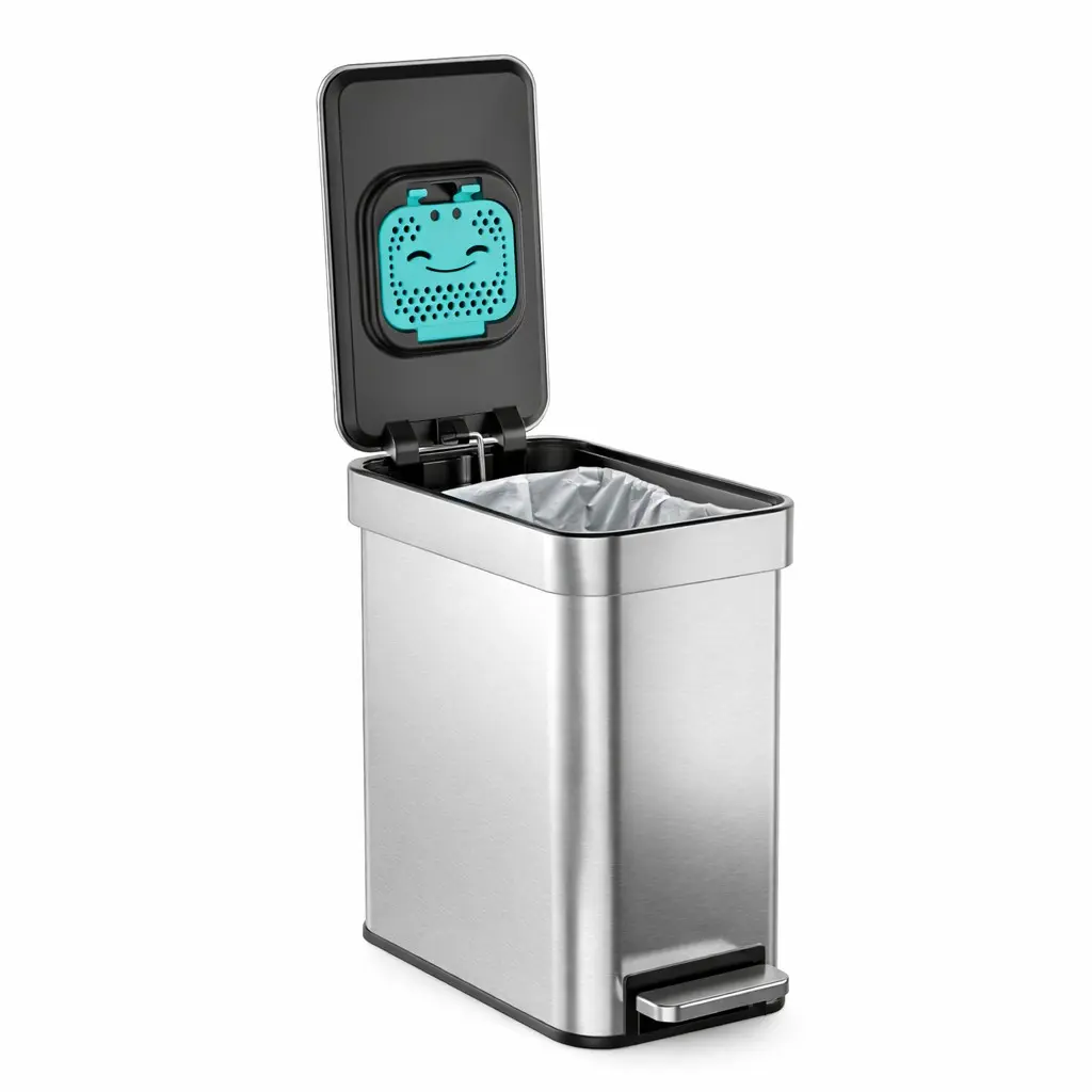 Home Zone Living 3-Gal Slim Stainless Steel Trash Can with CleanAura Odor Control and Soft Close Lid