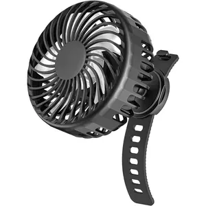 Rechargeable Gym Fan for Peloton  & Exercise  - 4000mAh Portable Fan with Adjustable Strap, 3 Speed, 360? Rotation, Fit 0.5-2.1" Handlebars Clip  Fan for Treadmill, , Golf Cart