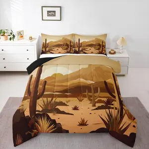 Western Desert Comforter Setsouthwest Cowboy Cactus SunSet,Natural Scenery Bedding Comforters Bedroom Collection,African Style Rustic Farm Bedding Set for Girls Teens