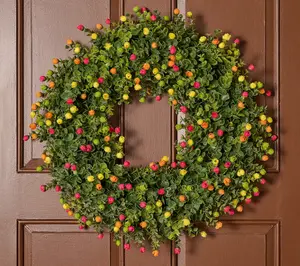 22 Inch Indoor Outdoor Boxwood And Rosebud Wreath