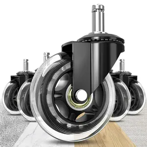 Chair Wheels 10mm Stem, Compatible with IKEA Chairs ONLY, 3/8" Replacement Rubber Chair Casters, Set of 5, Desk Chair Caster Wheels Protection for Hardwood Floors Carpet