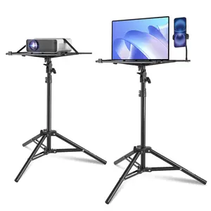 VEVOR Projector Stand, Laptop Stand Tripod Adjustable Height from 26.97 to 63 in, Portable Projector Tripod Stand with Tray & Gooseneck Phone Holder, for Outdoor Movies, Home, Office, Stage or Studio