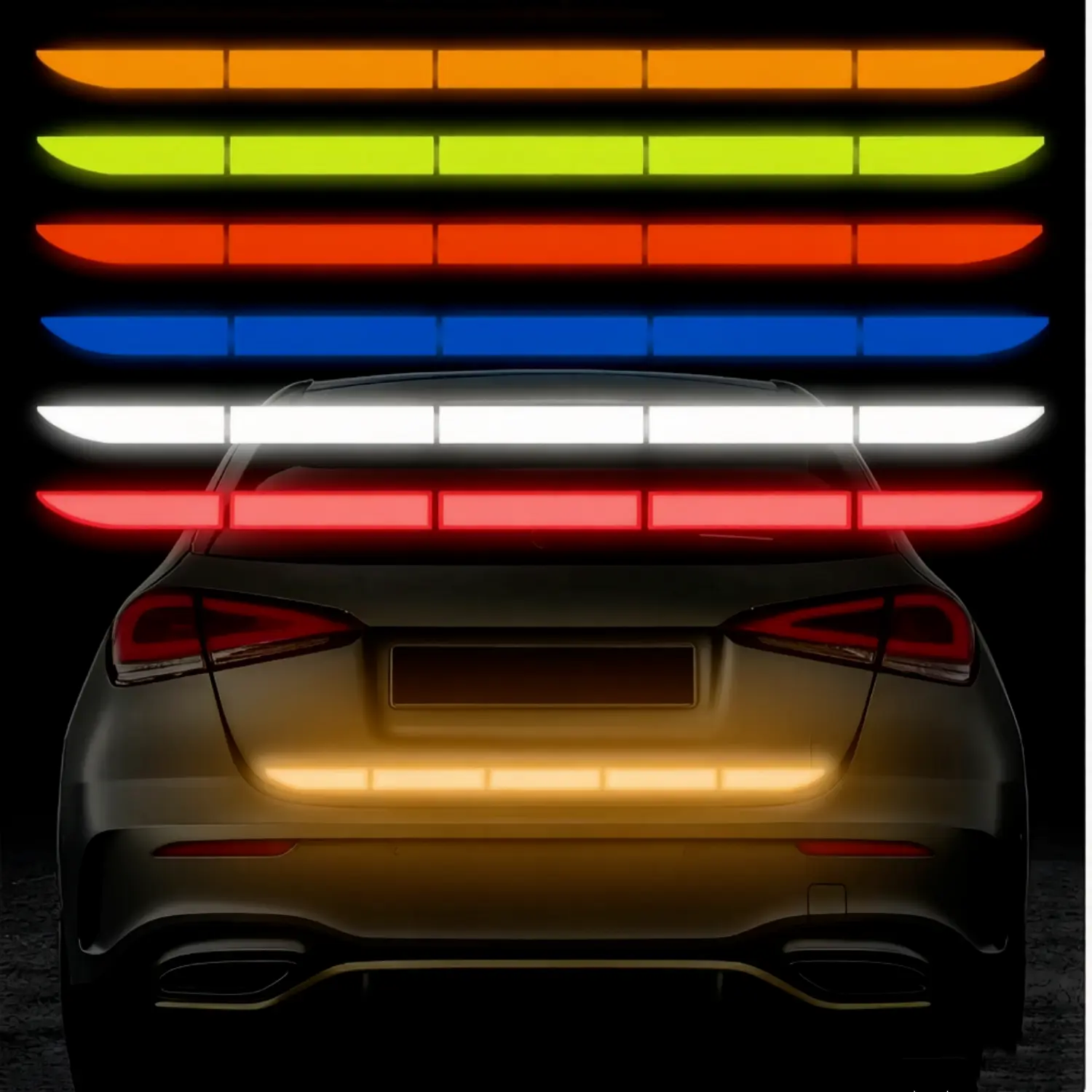 3-Pack High Visibility Reflective Car Stickers - Waterproof Vinyl Decals, Self-Adhesive Safety Warning Tape, Anti-Collision, Durable Wear-Resistant, Universal Auto Exterior Decor, Trunk Protective Accessories (Sticker for Cars)