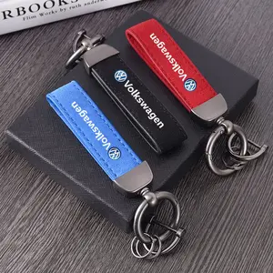 Leather Car Keychain Key Chain Rings, Metal Leather for Vw Volkswagen Golf Polo Passat Touran Jetta, Car-Styling Accessories