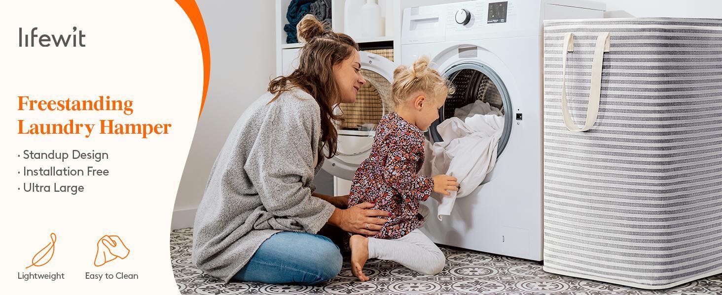 Lifewit Laundry Hamper Large Collapsible Waterproof Laundry Basket with Easy Carry Handles for Bedrooms, Bathrooms, and College Dorms