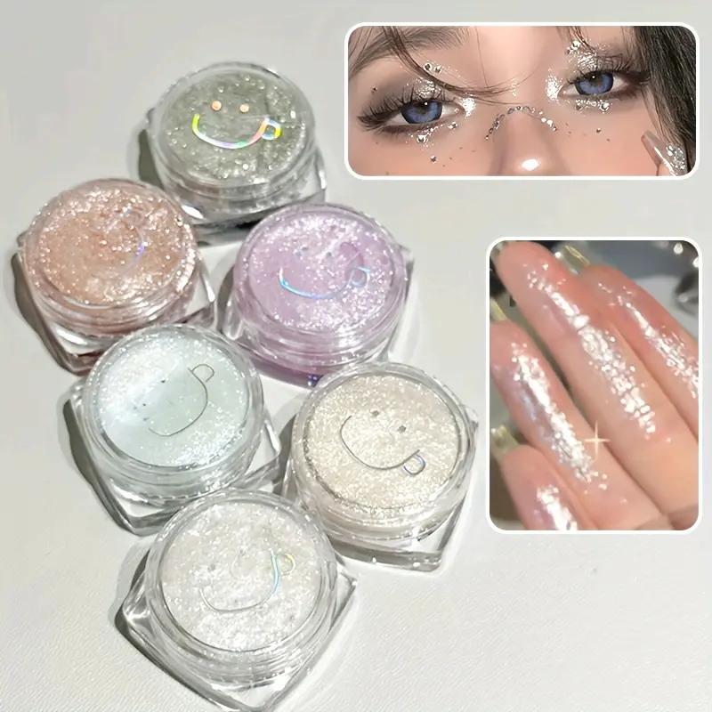 Korean Hypoallergenic Metallic Flash Eyeshadow Gel Cosmetic - Lightweight, Comfortable, Easy to Apply, Long-Lasting, Blendable, Flash Shine Finish - Irritant-Free, All Skin Types - For Party, Festivals Makeup Looks