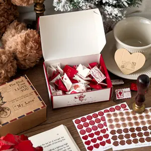 Valentine's Day Mini Love Letter Paper Envelope Set, 52 Mini Love Letters, Holiday Blessing Gift, Romantic Handwriting, Perfect Valentine's Gift