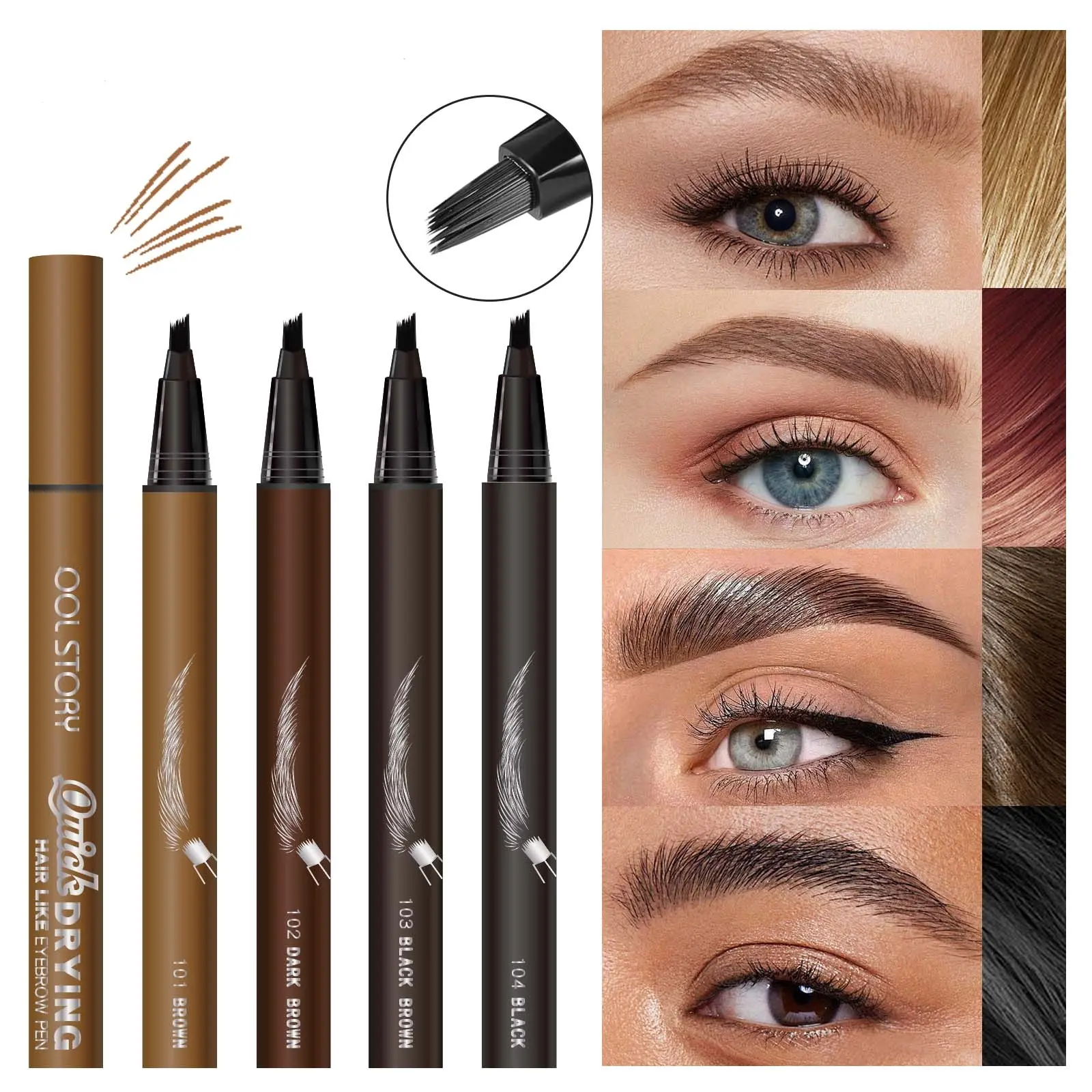 Square Brush Eyebrow Pen, Waterproof Long-Lasting Eyebrow Pencil for Natural Fluffy Brows Beginners Square Brush Eyebrow Pen, Waterproof Long-Lasting Eyebrow Pencil for Natural Fluffy Brows Beginners