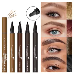 Square Brush Eyebrow Pen, Waterproof Long-Lasting Eyebrow Pencil for Natural Fluffy Brows Beginners