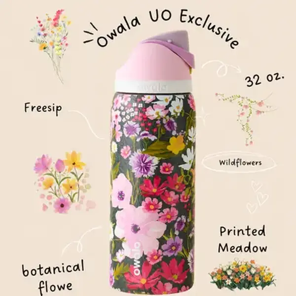 Owala UO Exclusive Painted Meadow FreeSip 32 oz Water Bottle