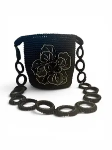 Luxury Woven Ring Bucket Bag – Double Strap Convertible Crossbody with Silk Inner Pouch