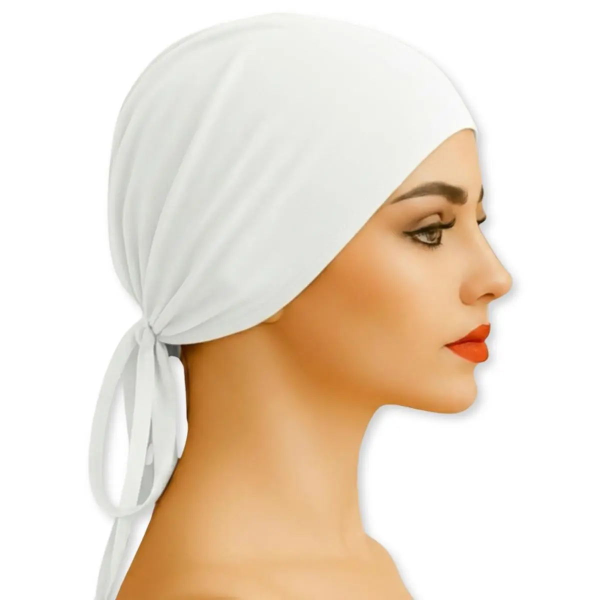 Gentle Grip Cap White - Non-Slip Hijab Undercap with Silicone Grip & Tie-Back By Get A Grip Soft Jersey Fabric Adjustable