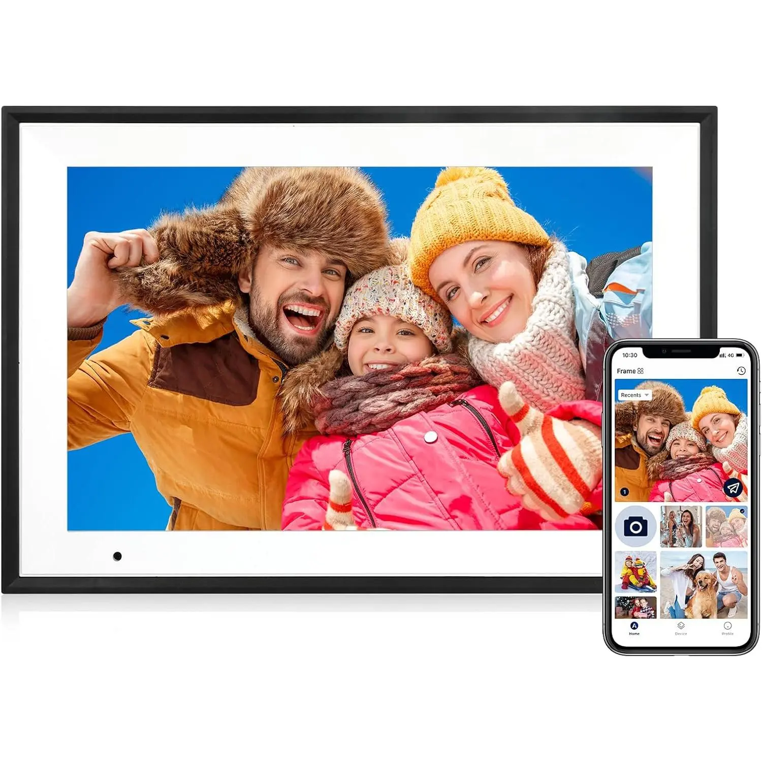Digital Picture Frame 10.1 Inch Digital Photo Frame 32GB Storage, WiFi Picture Frame with1280x800 IPS Touch Screen, Auto-Rotate Photo Frame Share Your Photos and Videos via AiMOR App, Black