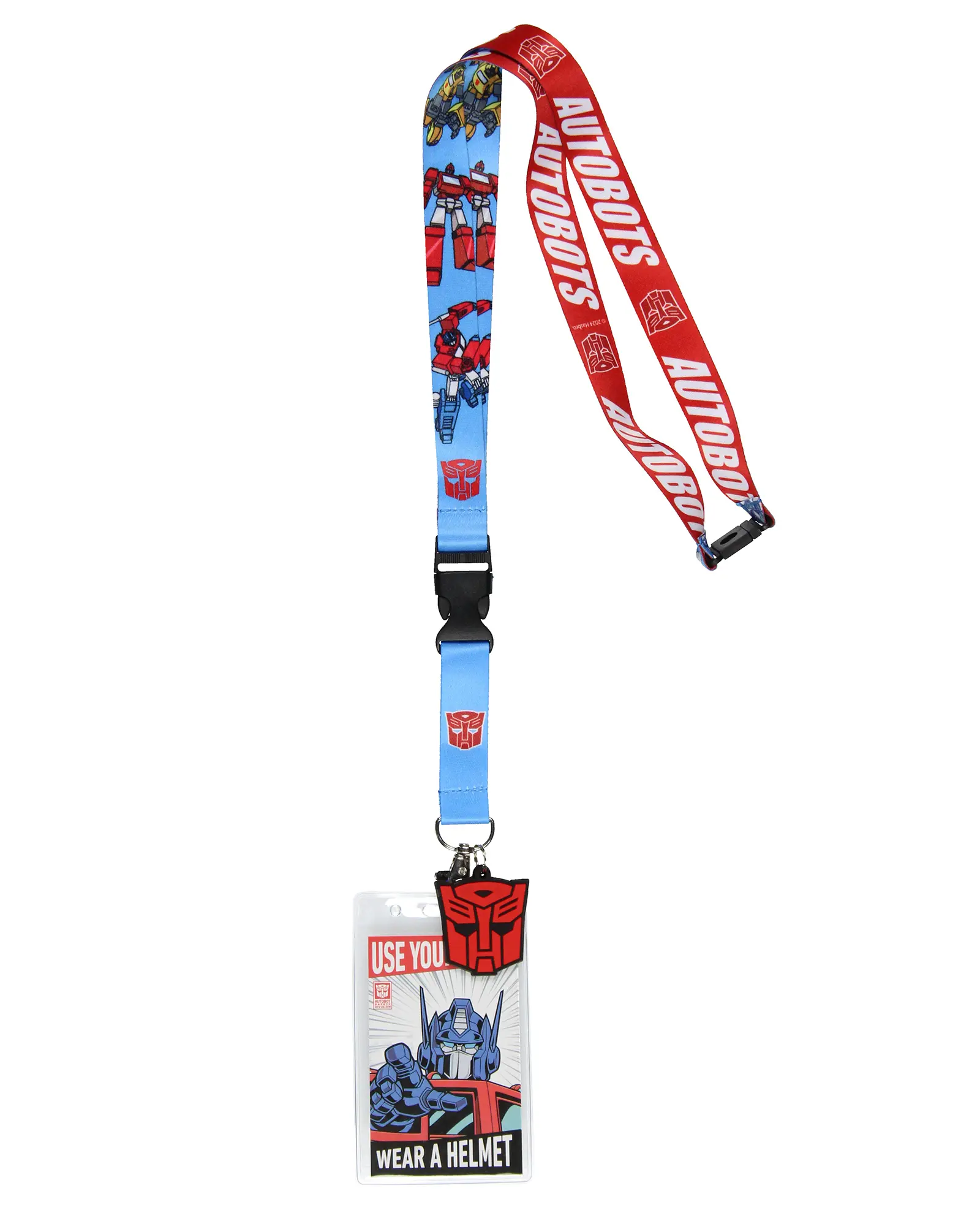 Transformers Lanyard Badge Holder Reversible Design Use Your Head Wear A Helmet Card with 2" Autobot Rubber Pendant