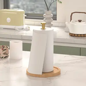 Modern Kitchen Paper Towel Holder, Wooden Base Countertop Stand, Home & Restaurant Use, Modern Design, Kitchen Accessories
