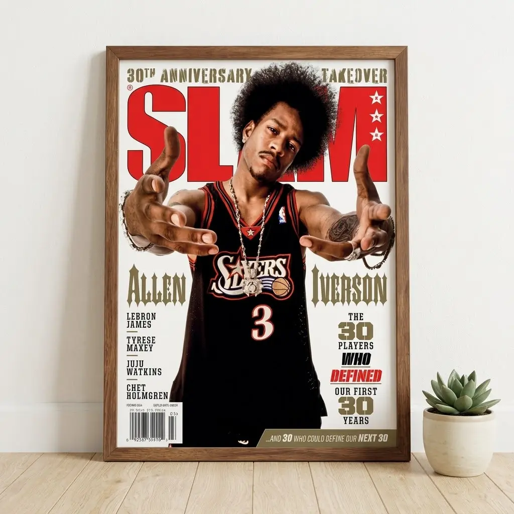 Allen Iverson Magazine Poster, Philadelphia Basketball Wall Art, NBA Cover Print, Sports Room Decor, No Frame