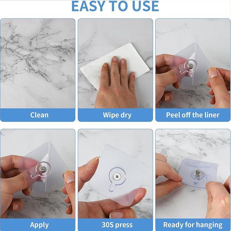 20PCS Self Adhesive Wall Hooks, Buy 10 Get 10 Free, No Drill Hooks for Bathroom and Kitchen