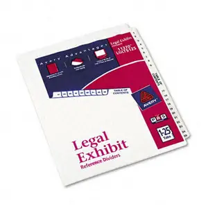 Avery 11370 Avery-Style Legal Side Tab Divider Title: 1-25 Letter White One Set