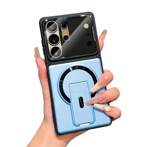 Smartphone Case for Samsung Galaxy S26, S25, S25 FE, S24, S23 Ultra - Shockproof, Magnetic, Multifunctional, Handheld Invisible Stand, Camera Protection, Wireless-Ready, Cellphone Button Coverage, Foldable