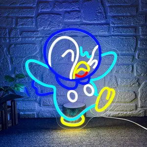 Piplup Penguin Neon Sign - Game LED Neon Signs for Wall Decor, Cute Animal Light Up Sign for Bedroom, Party, Bar, Game Room & Kids Room Decor